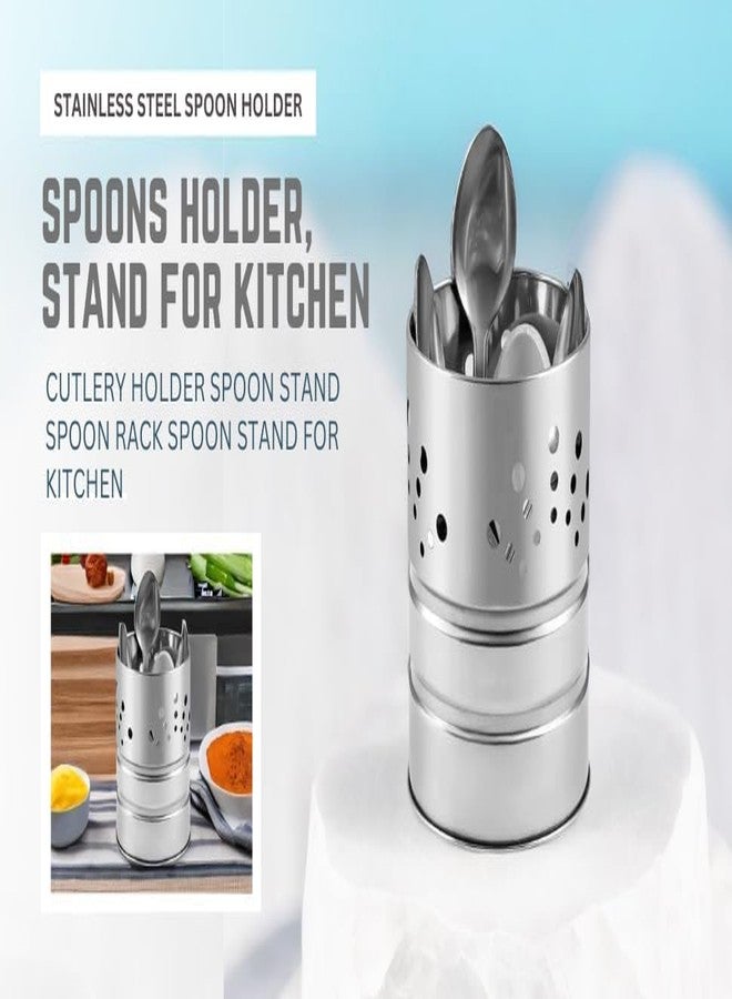 انيان حامل أدوات مائدة من الفولاذ المقاوم للصدأ من أنيان - منظم أدوات مطبخ ذاتي التصريف للملاعق والشوك والسكاكين وعيدان الطعام - صندوق تخزين أدوات المائدة - مقاوم للصدأ - عبوة من قطعة واحدة - Image 2